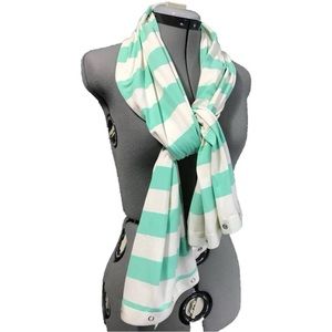 Lululemon Vinyasa Scarf Wrap Mint Green Cream White Striped Long Infinity Snap